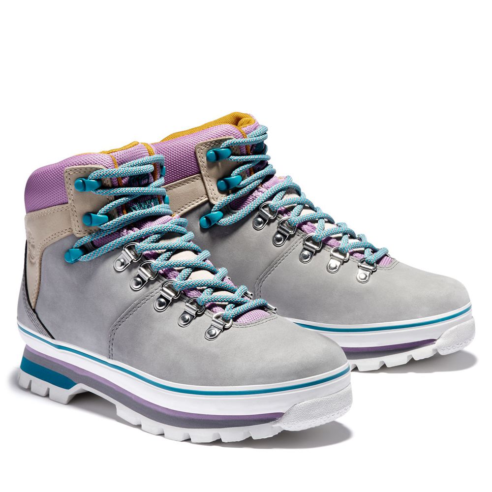 Timberland Womens Sneakers Euro Hiker Mixed-Media Waterproof Boots - Grey - India AQ4906785